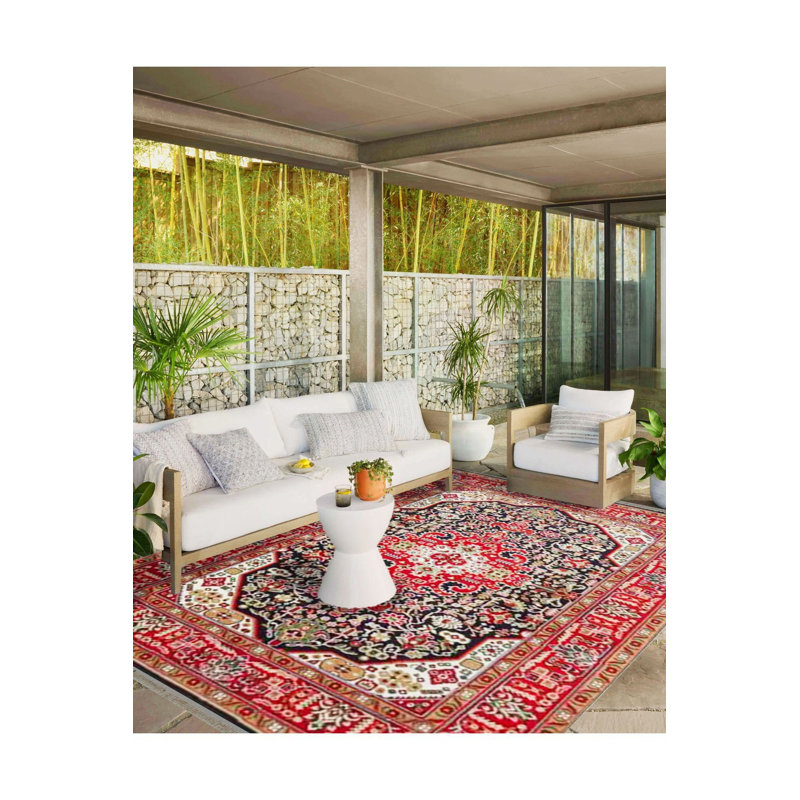 Tapis décoratif tissé à motif traditionnel lavable à la machine, Sous-tapis rectangulaire de 3 pi 3 po x 4 pi 11 po