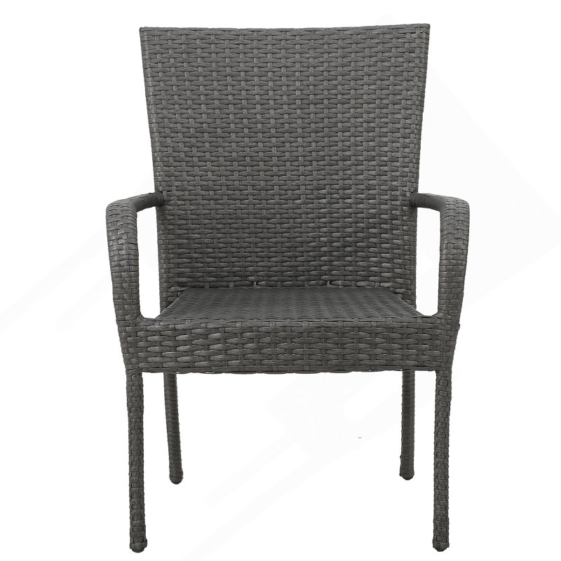 GREY PE WICKER STACKING CHAIR 2Pcs