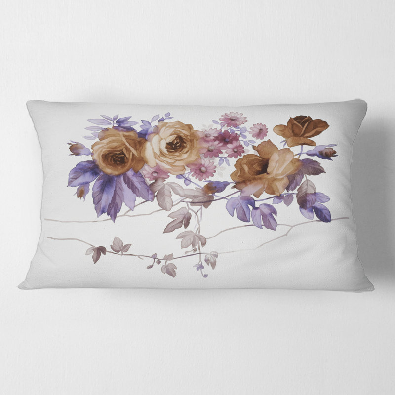 Coussin Mauve Wildflowers IV - imprimé traditionnel