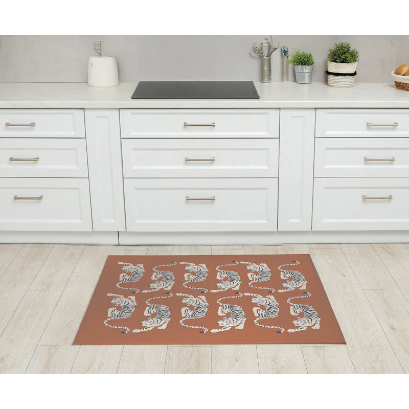 Tapis de cuisine Hey Tiger, Terracotta, Rectangle 5 pi x 7 pi