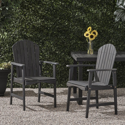 Ensemble de 2 chaises de salle à manger d'extérieur résistantes aux intempéries en bois d'acacia Adirondack