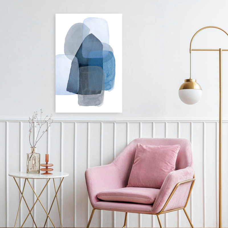 Blue Shadow 1 Abstract Contemporary Wall Art by Sally Ann Moss - Wrapped Canvas Print, 60.96 cm H x 40.64 cm W