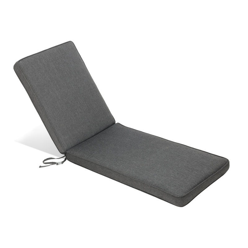  Outdoor 3" Chaise Lounge Seat Cushion with Ties, Charcoal