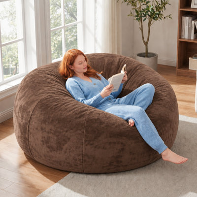 Pouf rond de 1,80 m (6 pieds) avec rembourrage en mousse à mémoire de forme, housse amovible en flanelle, idéal pour le salon, la chambre ou une chambre d'étudiant.