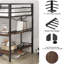 Lit mezzanine simple en métal avec tablette - solution peu encombrante pour la structure de la chambre à coucher, tablette à cadre sécuritaire, garde-corps, bruit,