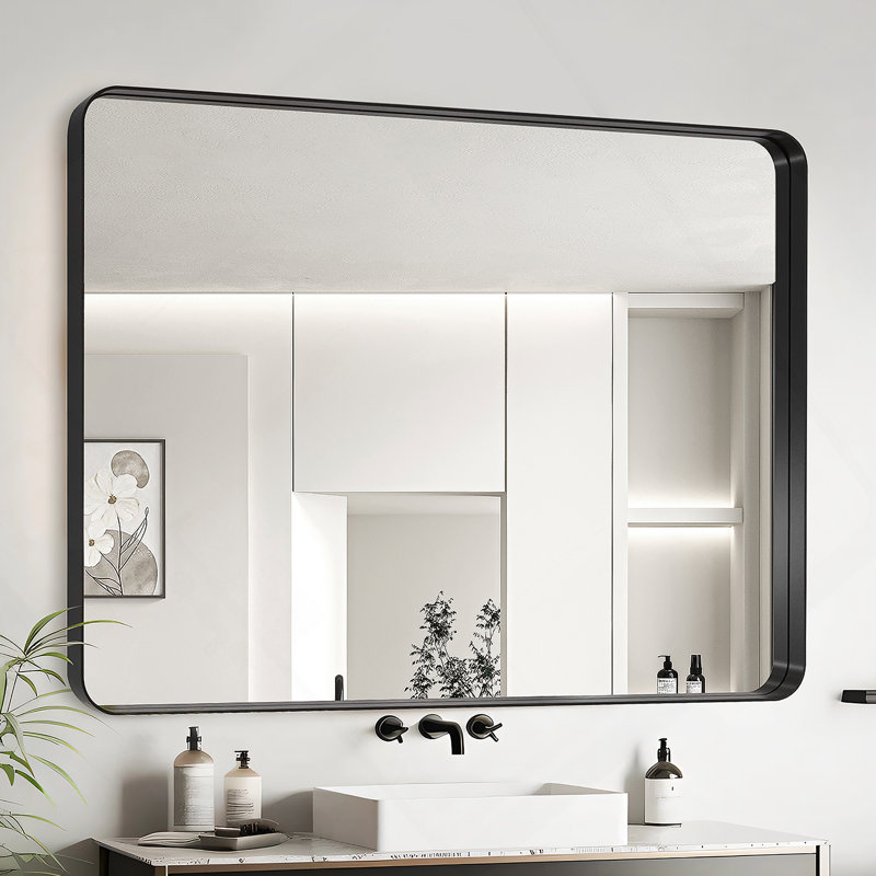 Miroir de salle de bain 40X36, 36 po x 40 po, Noir