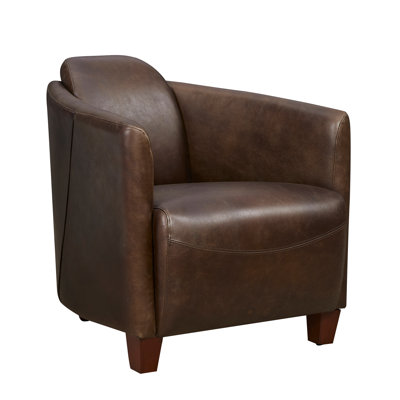 Clubhouse Genuine Leather Lounge Barrel Chair by Hokku Designs