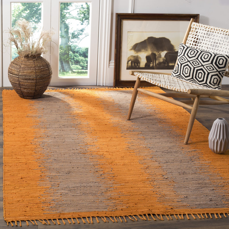 Annia Hand Woven Cotton Abstract Rug, Rectangle 8' x 10'