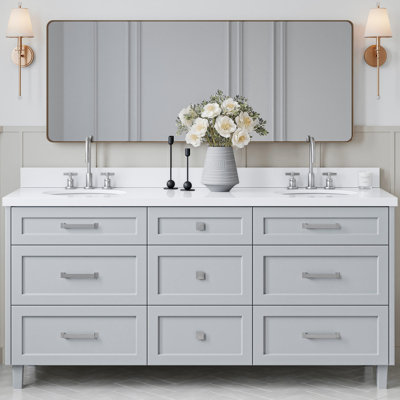 ARIEL Monrow 73 Double Sink Bathroom Vanity with Pure Quartz Top