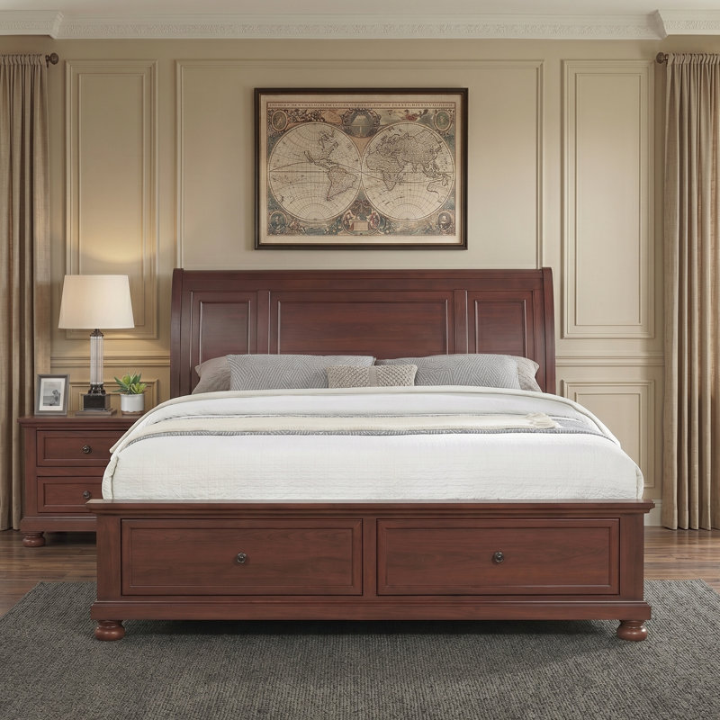 Ensemble de chambre à coucher Castonguay Harbor - Noyer, 2 Pcs: Bed, Nightstand, Très grand lit