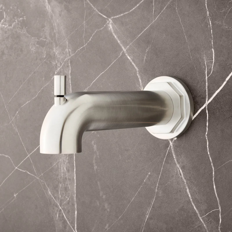 Bec de baignoire avec inverseur Signature Hardware Greyfield, Nickel brossé