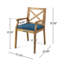 Chaise de salle à manger Perla, 2 pièces avec 2 coussins bleus, pour cour, bord de piscine, jardin-248662255
