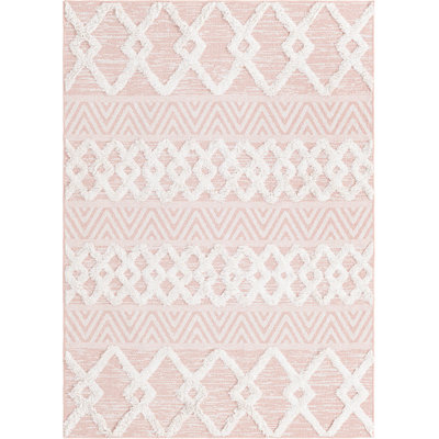 Tapis contemporain Jordalier de couleur rose