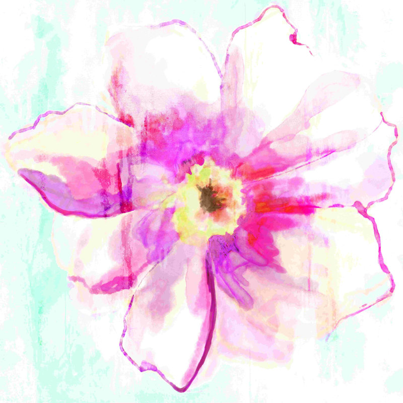 Aquarelle rose - peinture sur toile tendue, H 12 po x l 12 po
