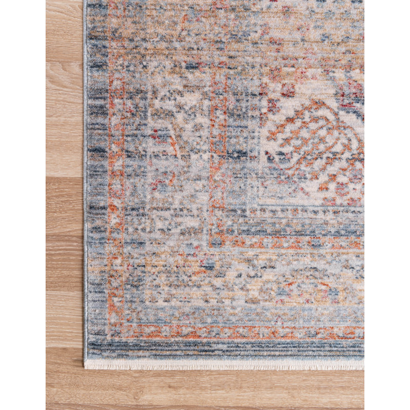 Tapis bleu / beige Earleen, Rectangle 2 pi 2 po x 3 pi 1 po