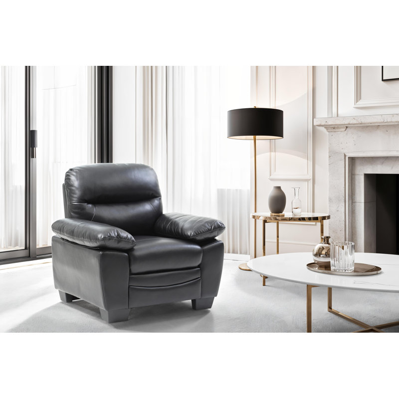 Pingry Faux Leather Chair, Black Faux Leather