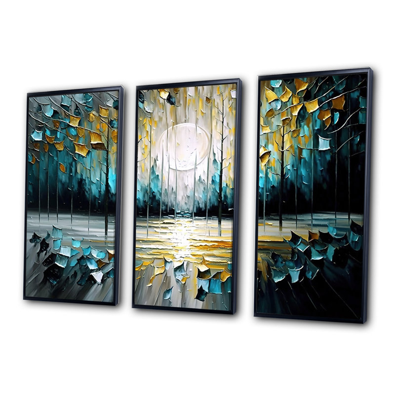 «Abstract Nature Trees», peinture II, reproduction sur toile, Cadre noir, H 28 po x l 36 po