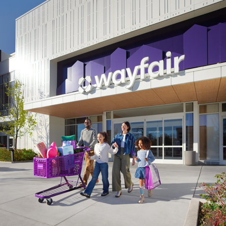 Family exiting The Wayfair Store in Wilmette