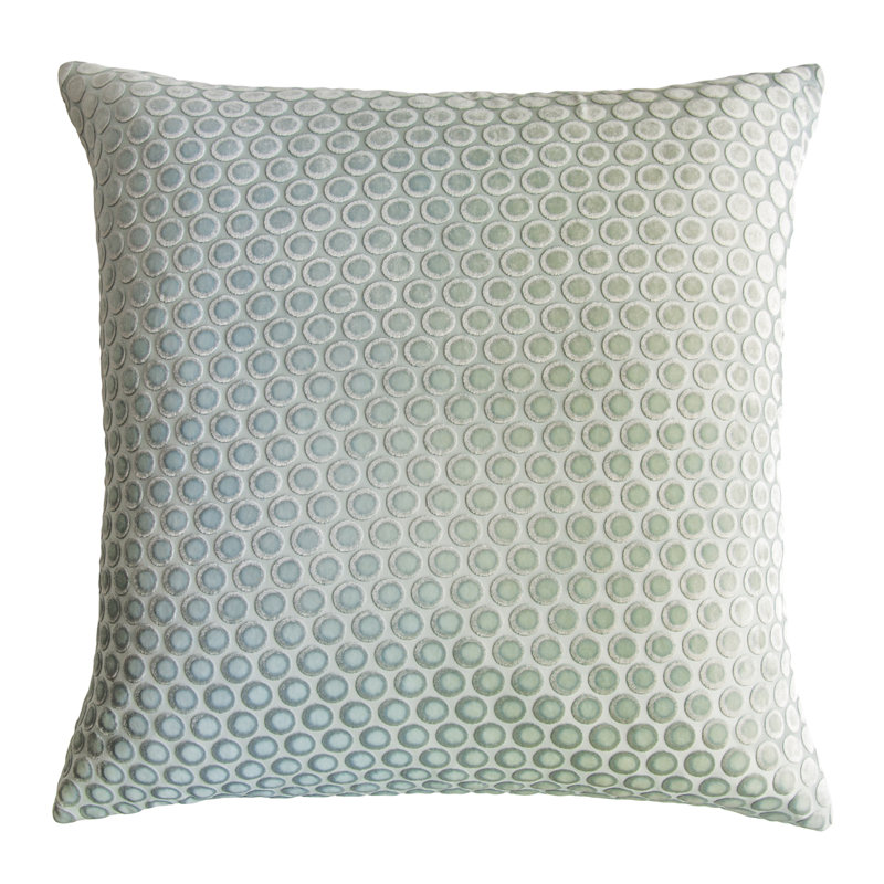 Dots Square Velvet Pillow Cover & Insert, Ice, 22"H x 22"W