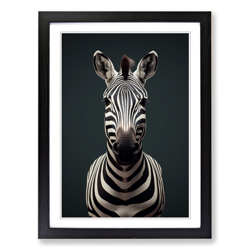 Zebra Minimalism No.3 1 Piece Single Picture Frame Wall Art, 34cm H x 25cm W x 2cm D, Black