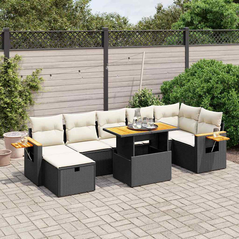 Ensemble de canapé de jardin Vidaxl noir, blanc crème