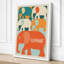 Elephant Study Grid Mid-Century - Wrapped Canvas-632577524-632577526