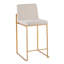 Tabouret de comptoir de 26 po à dossier haut contemporain en acier doré et tissu beige - ensemble de 3-87705485-87705487