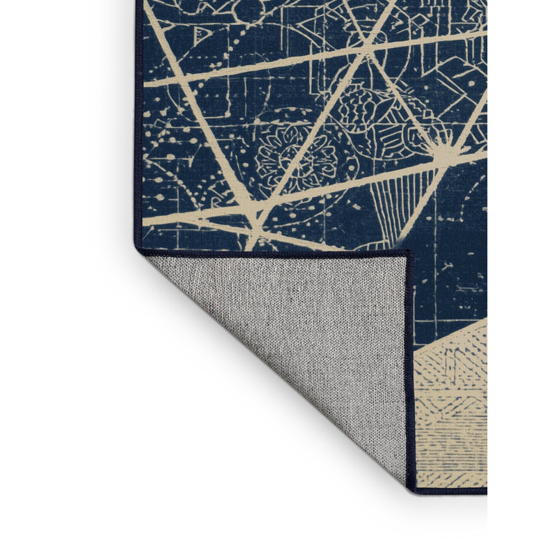 Tapis gris lavable à la machine à imprimé blocs Bartow, 4x6