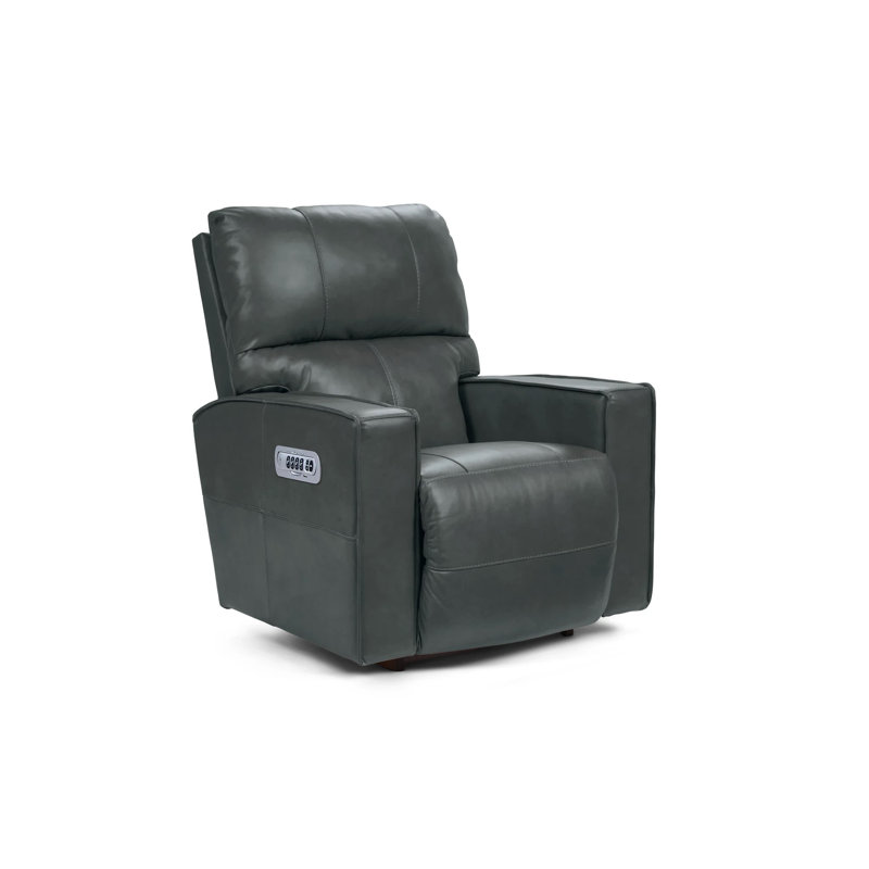 Maddox Leather Power Rocking Recliner w/ Headrest and Lumbar, Gray