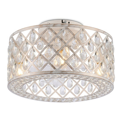 Ventilateur de plafond encastré de 19,6 pouces avec ensemble de luminaire, ventilateur de plafond en cristal avec télécommande, convient aux salons et aux chambres à coucher. - Ampoule vendue séparément.