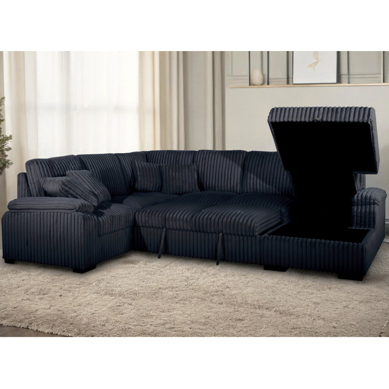 Canapé modulaire en Corduroy, Accoudoir à droite (vu de face), Velours côtelé noir