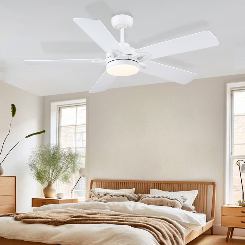 52 Inch Ceiling Fan With Lights And Remote Control,Low Profile Ceiling Fans With 5 Dual-Sided Blades And Reversible Dc Motor