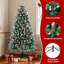 152.4cm/182.88cm Prelit Christmas Tree, Pencil Christmas Tree with Pine Cones, Holly Berries, 240 Warm White Lights-8 Modes, Metal Stand, PE & PVC Xmas Trees for Porch, Church, Office-134544706