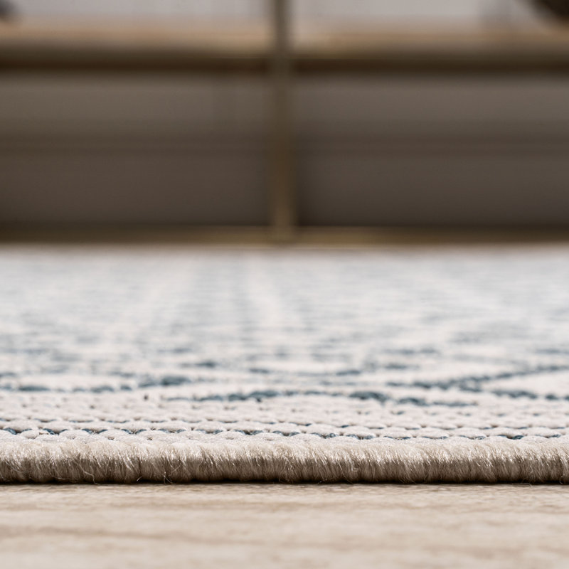 Tapis bleu sarcelle / gris Fidler, Tapis de couloir 2 pi 2 po x 10 pi
