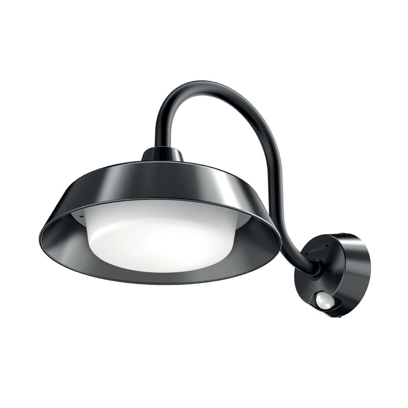 150W Equivalent LED Black Solar Motion Barn Area Light, 5000K, Wall-Mounted