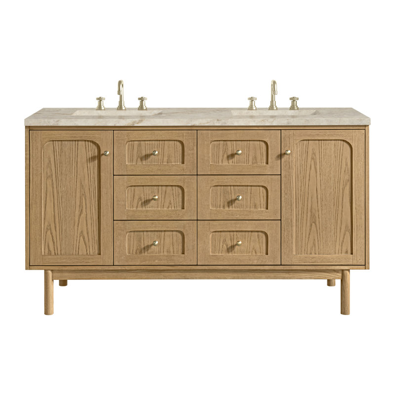 Laurent 60" Double Vanity, Widespread, Tajnar Eclos, Light Natural Oak