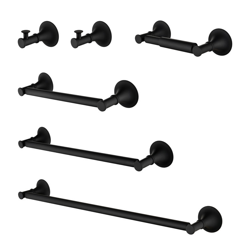 Ensemble de quincaillerie de salle de bain 5 pièces, laiton, Noir mat