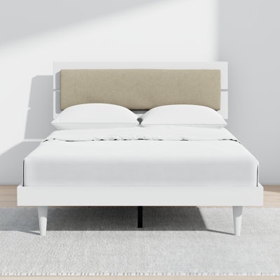 Benoni Wooden Bed With Taupe Cushion