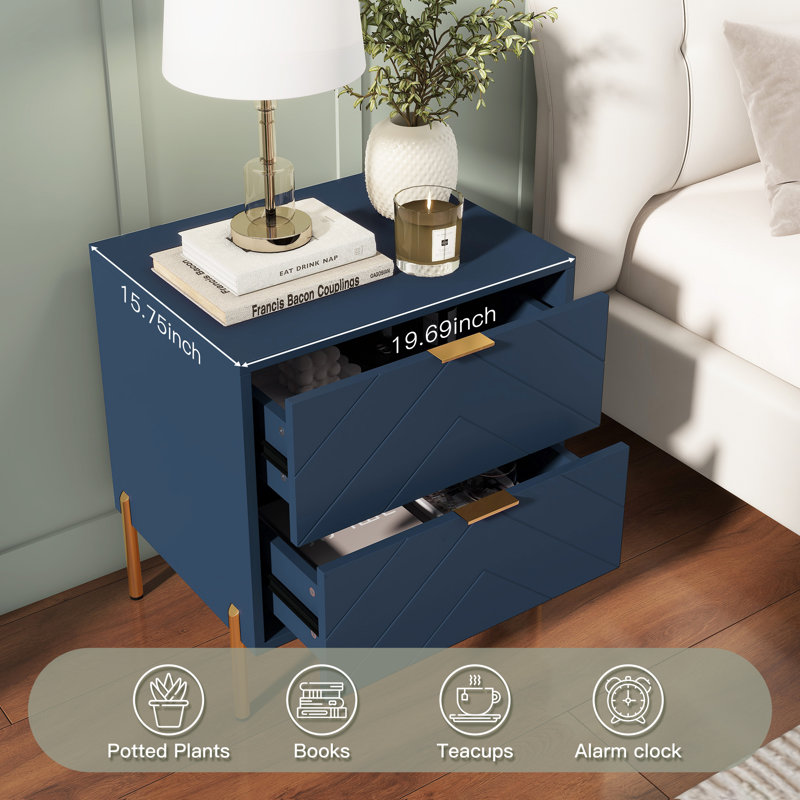 Table de chevet double (ensemble de 2), Bleu