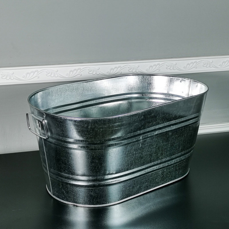 Galvanized Metal Ice Bucket Beverage Beer Drink Party Cooler Bucket Oval Planter Flower Arrangement
