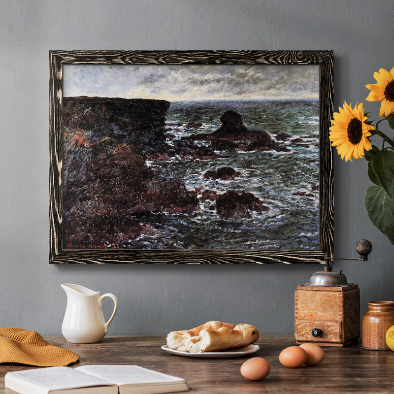 «Rocky Coast and the Lion Rock, Belle», reproduction d'un seul cadre photo sur toile, Cadre noir