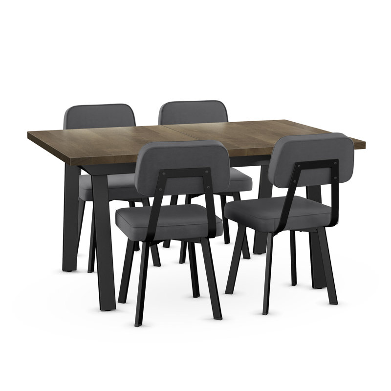Ensemble de salle à manger 5 pièces Amisco Kane Table and Clarkson, Beige, PVC gris foncé