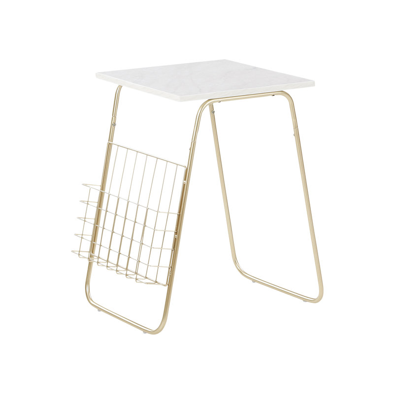 Table de bout Dalston, Marbre blanc, Or