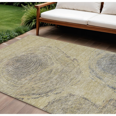Tapis extérieur lavable abstrait taupe et gris 8 pi x 10 pi beige
