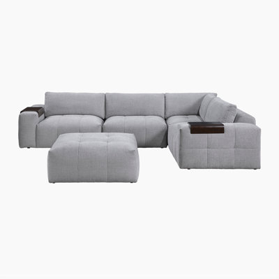 Matisse 143" 5 - Piece Modular Tufted Upholstered Corner Sectional with Ottoman