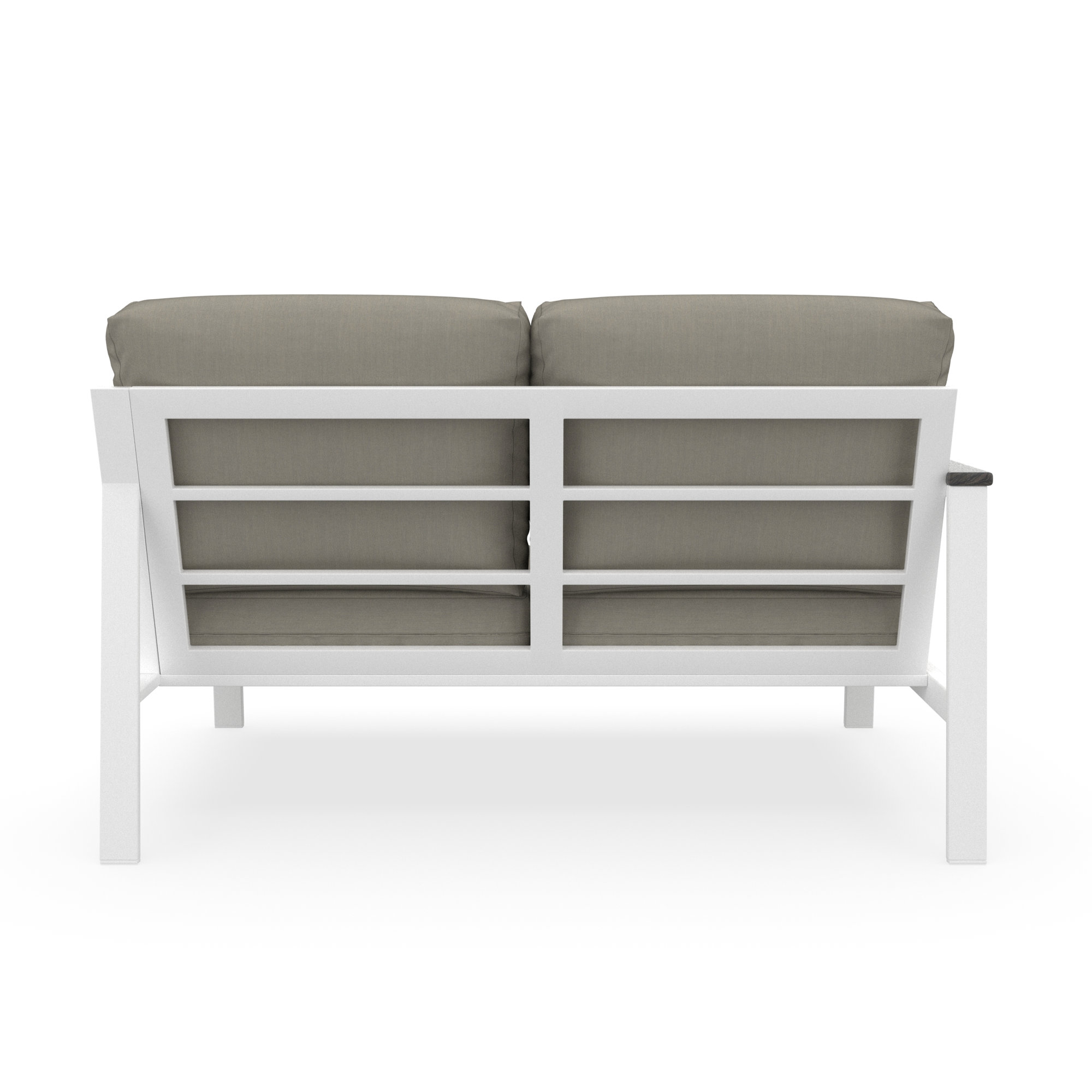 Outdoor Patio Sectional Loveseat With Sunbrella Cushions, Left Hand Facing, Spectrum Dove