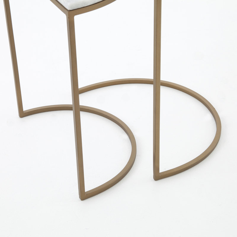 Polished White Marble and Brass Nesting C Tables