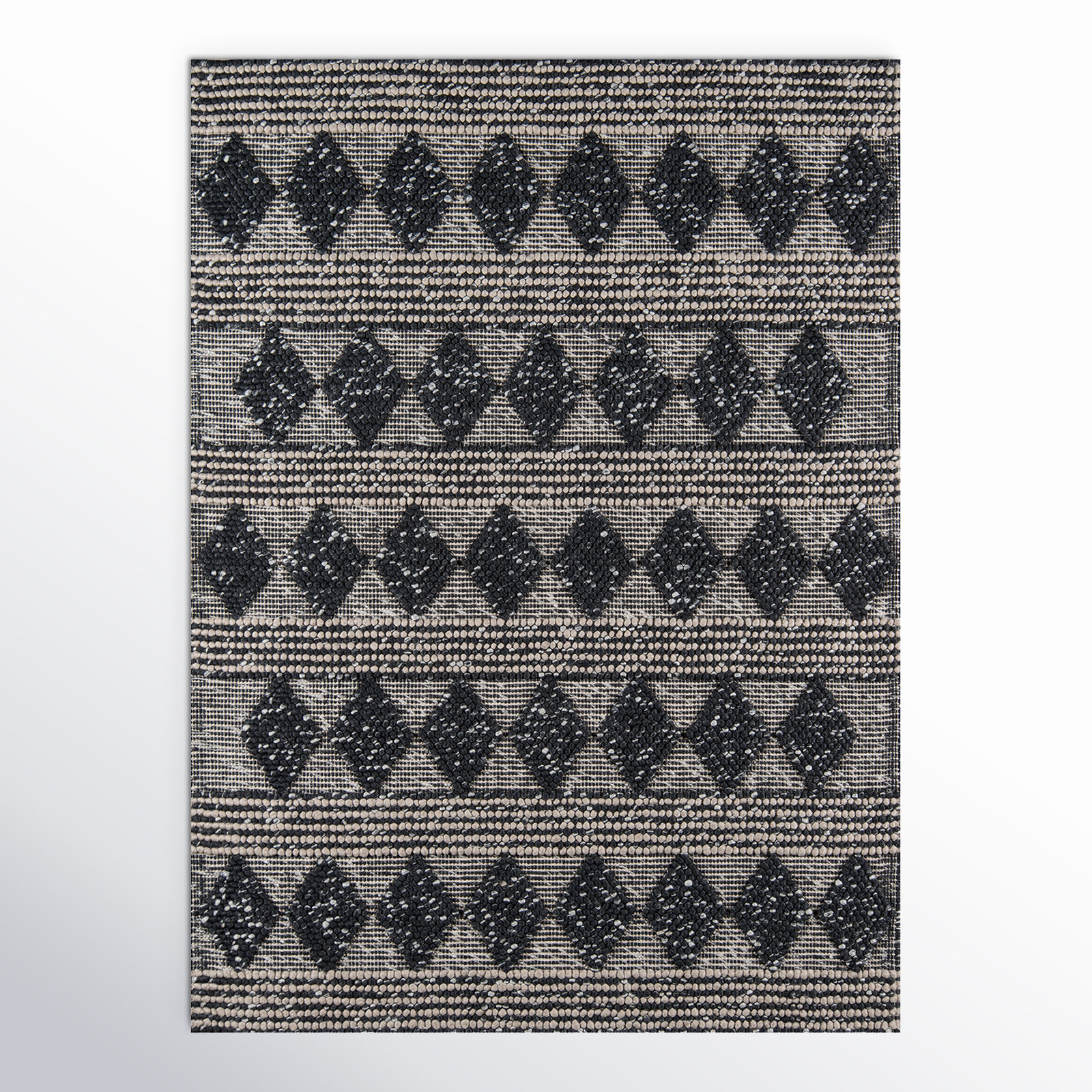 Altie Charcoal Beige Hand-Woven Geometric Rug, Rectangle 6' x 9'
