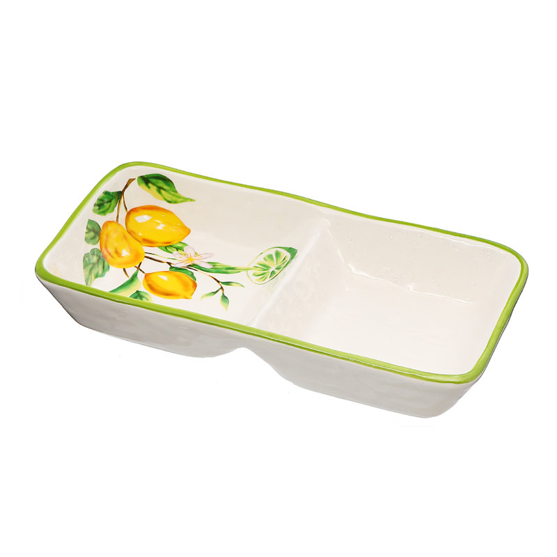 Ensemble de 2 plateaux en céramique et citron 2 pièces d'IH Casa Decor