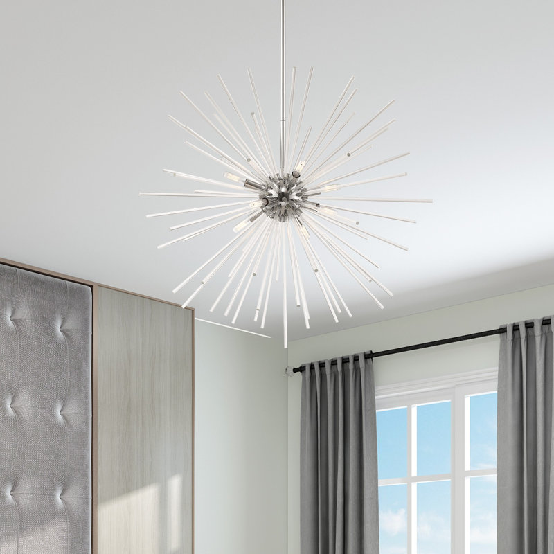 Ryzen 6 - Light Dimmable Sphere Chandelier, Polished Chrome, 25.75" H x 25.75" W x 25.75" D
